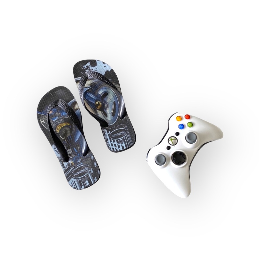 Havaianas ☻ Batman Print Flip Flops ☻ Brazilian Beach Sandals ☻ Black Size 1 2